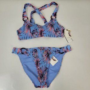 Jessica Simpson Bikini Womens Large Palmy Days O-Ring Smoked 2 piece